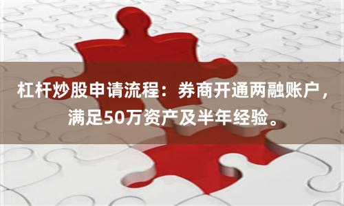 杠杆炒股申请流程：券商开通两融账户，满足50万资产及半年经验。